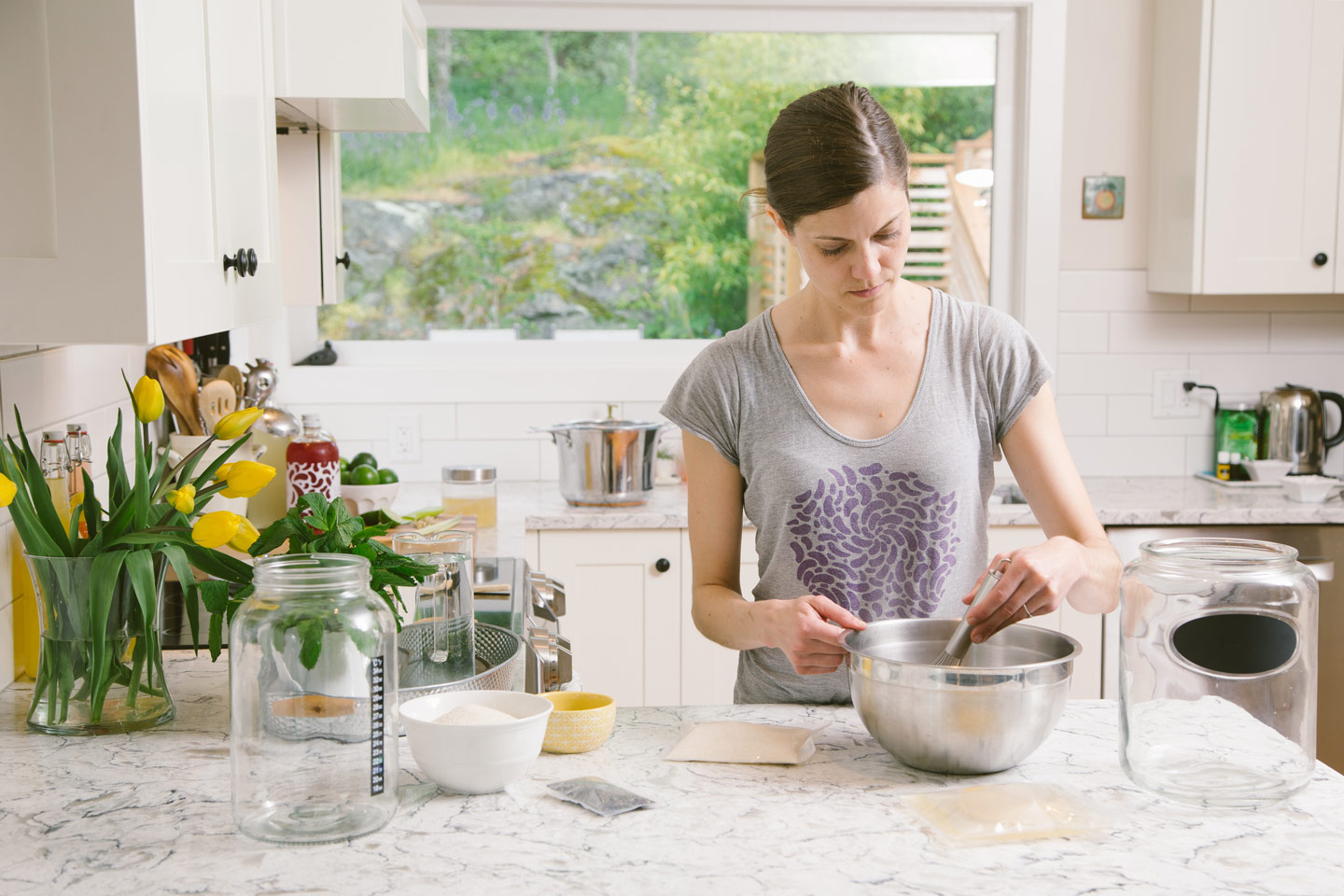 Christine Brewing Kombucha