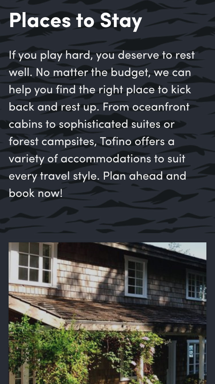 Mobile Site Places to Stay